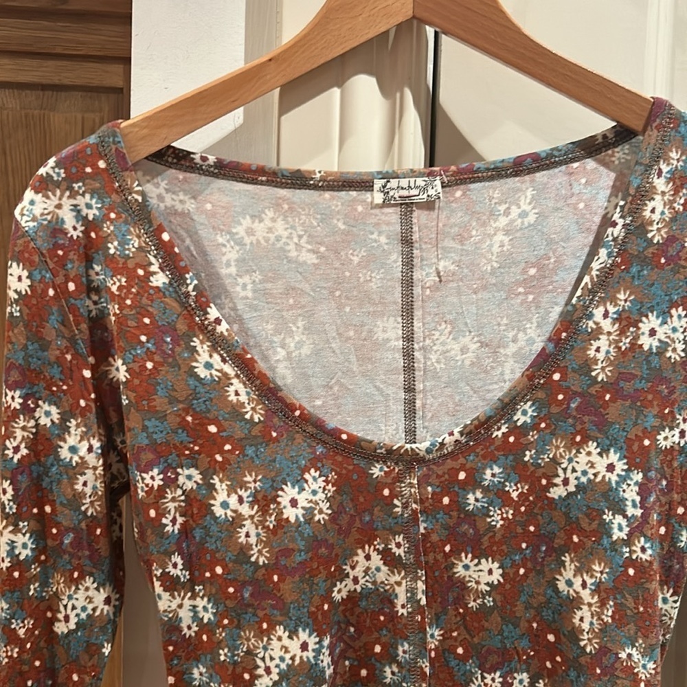 🎀NWOT FREE PEOPLE XS coffee club scoop neck long sleeve - Picture 4 of 9